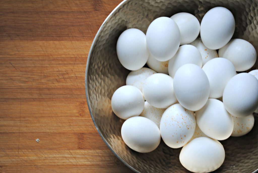 Pastel-colored deviled eggs