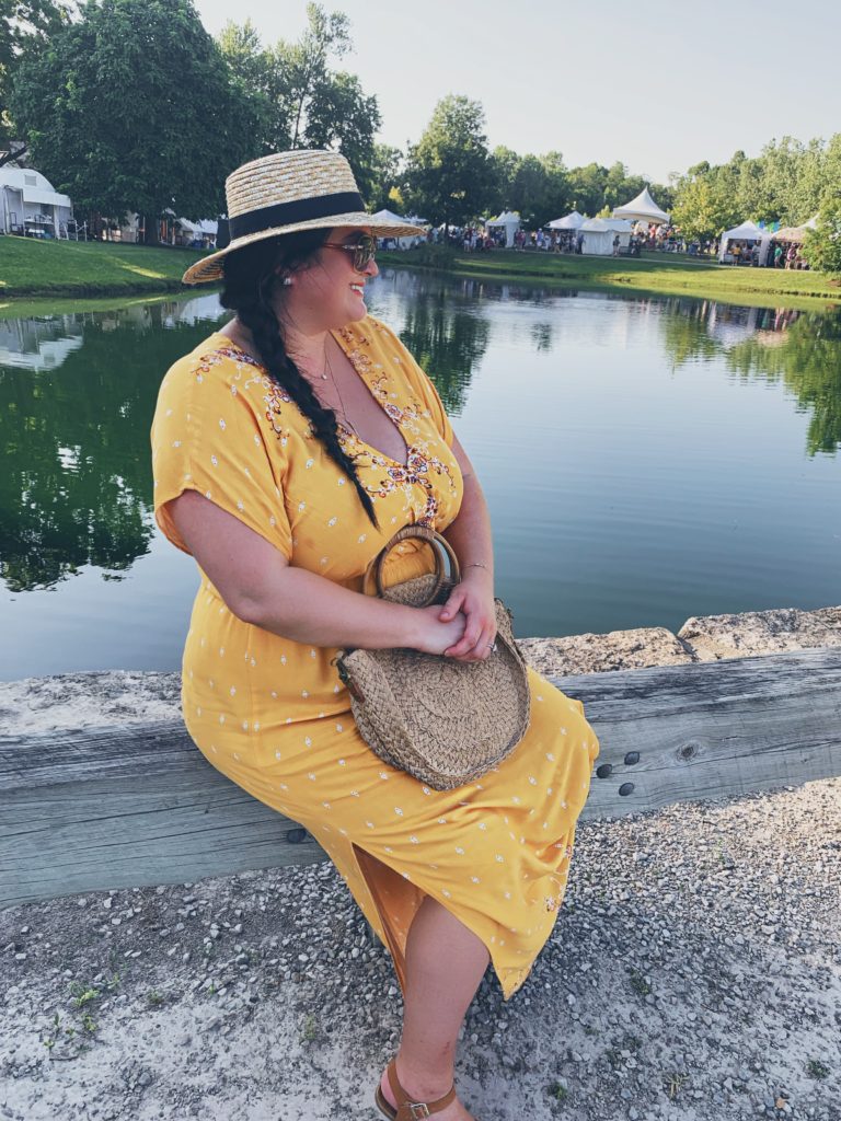 yellow maxi dress, straw fedora, straw summer hat, straw bag, festival outfit, summer maxi dresses