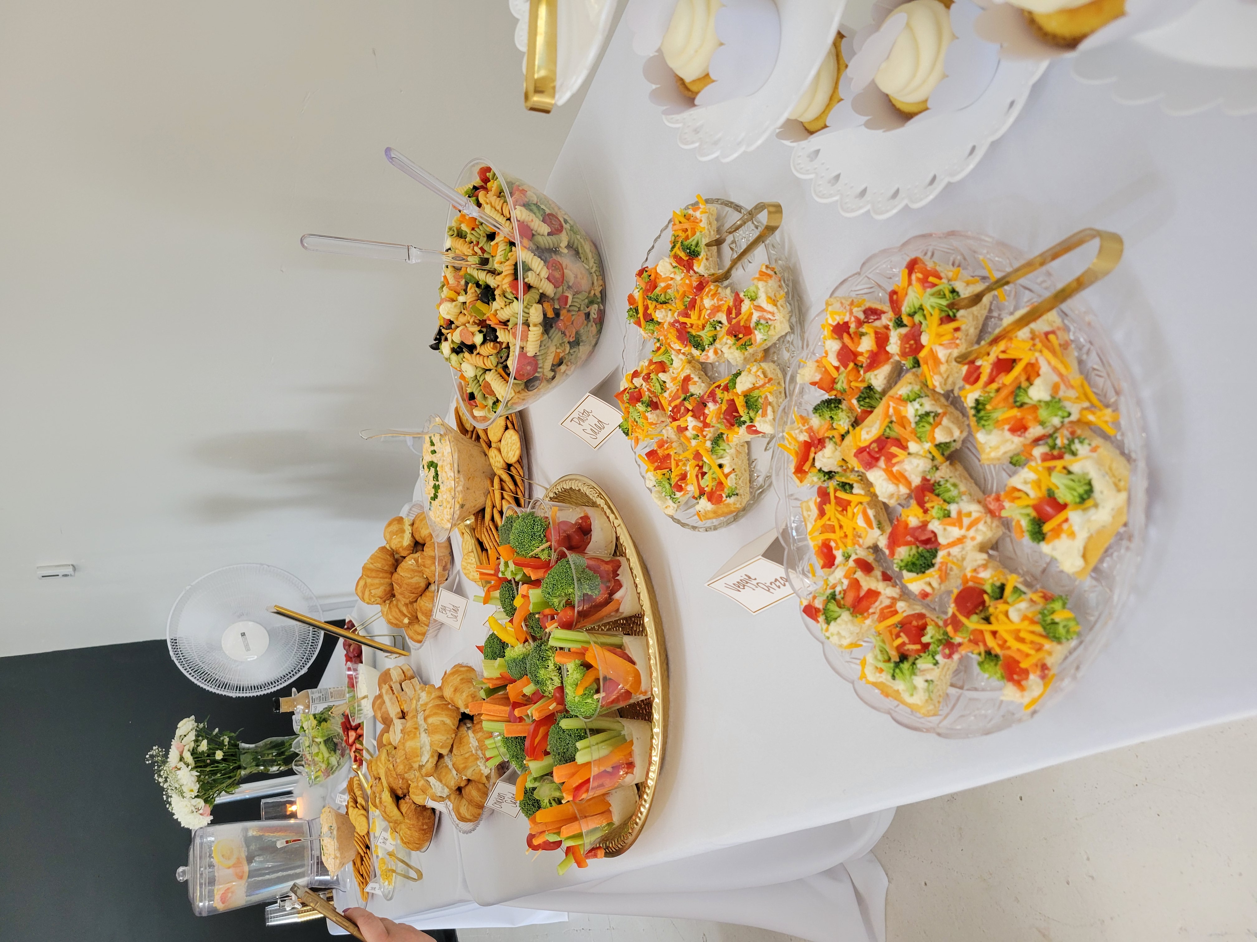 food table at a cloud themed baby shower