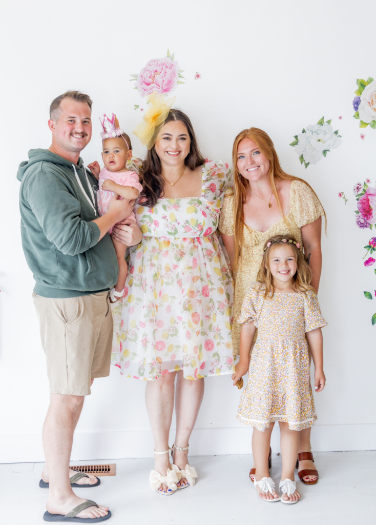 Family photo at the garden party birthday