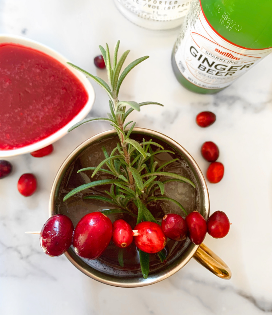 cranberry moscow mules with homemade cranberry simple syrup