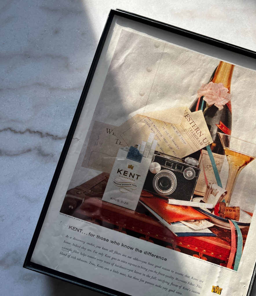 picture of vintage magazine ad framed as DIY artwork for your home