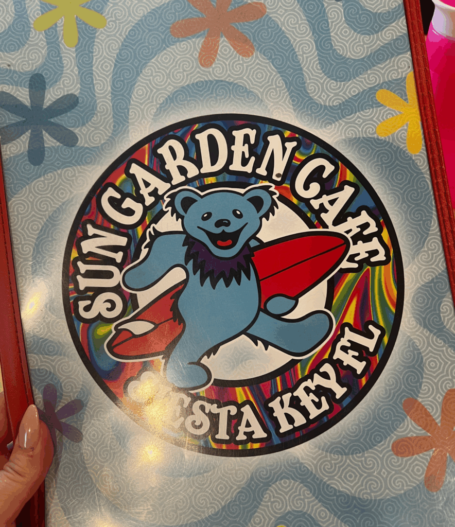 Sun Garden cafe menu for a siesta key travel guide post
