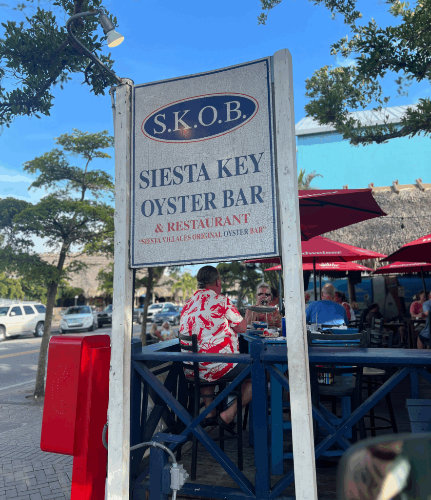 Siesta Key Oyster Bar signage for a siesta key travel guide post