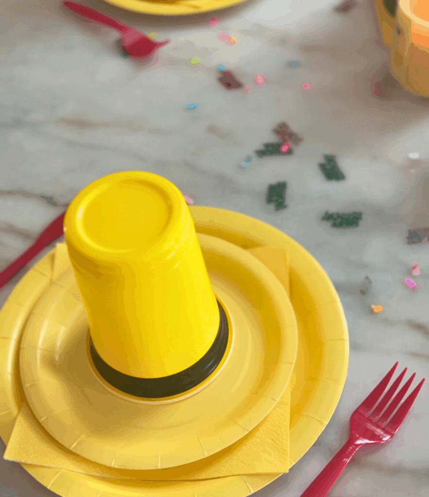 Man with the Yellow Hat table decorations for a Curious George Birthday Party