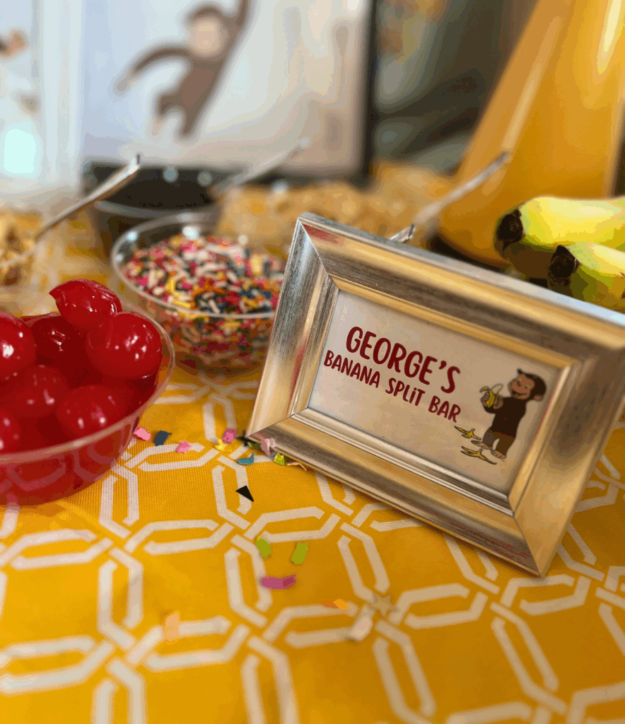 banana split bar for Curious George Birthday Party