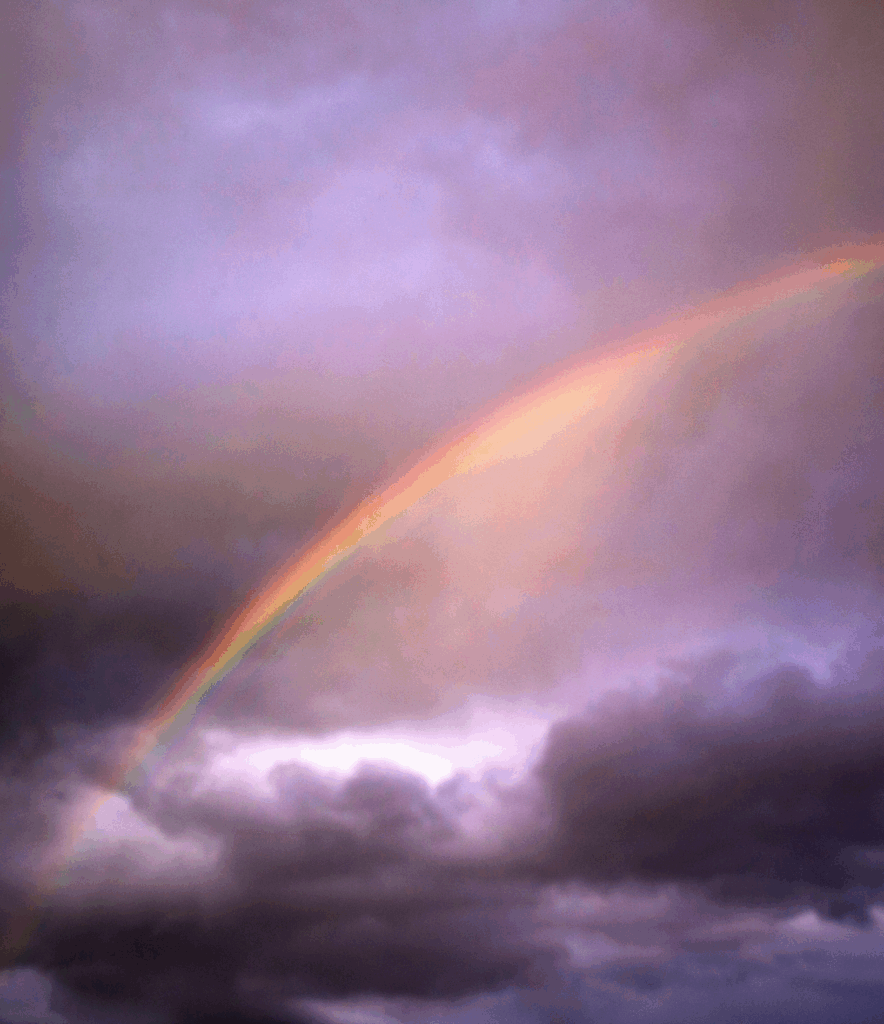 A rainbow over a stormy sky to remind us of Gods promises