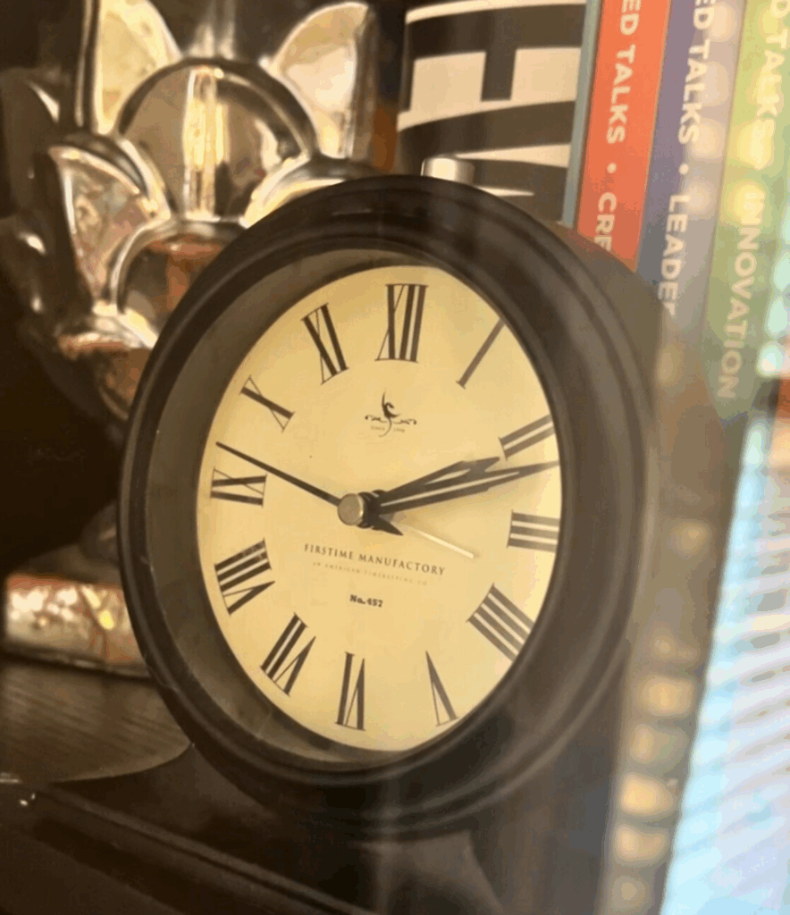 Thrifted clock for a Ralph Lauren Christmas trend