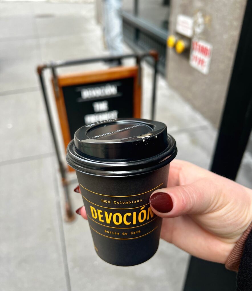 Coffee shop moment during a solo trip, enjoying solo travel for women experience